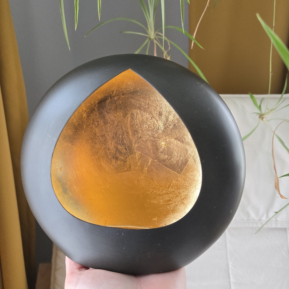 World Market‎ Black And Gold Tear Drop tea-light holder.